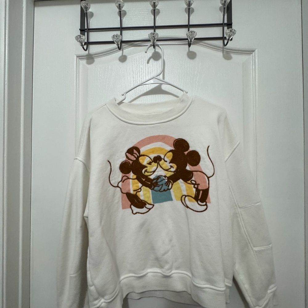 Disney Cream Sweatshirt with Mickey and Minnie Graphic
